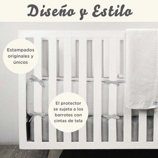 Foto 2 | Bumper Nap para Cama Cuna 95x140cm - Chevron Gris