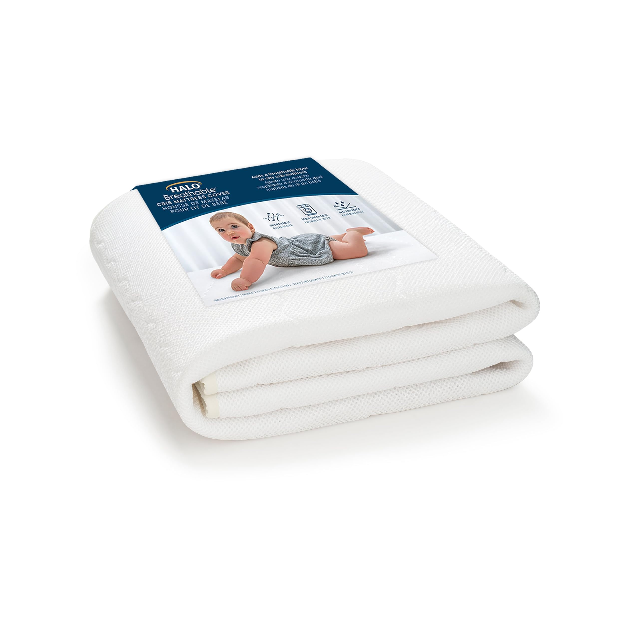 Funda De Colchón Para Cuna Halo, Transpirable, Acolchada, De Malla Impermeable - Venta Internacional.