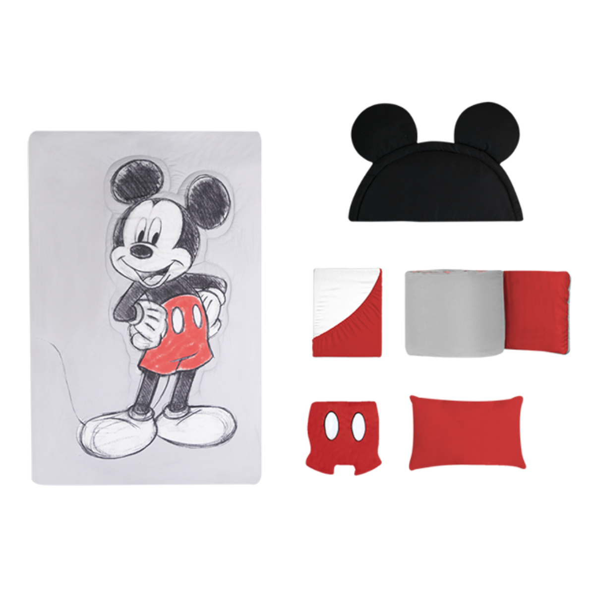 Juego de Edredón Chiqui Mundo Cuna Classic Mickey color Gris 6 PZAS