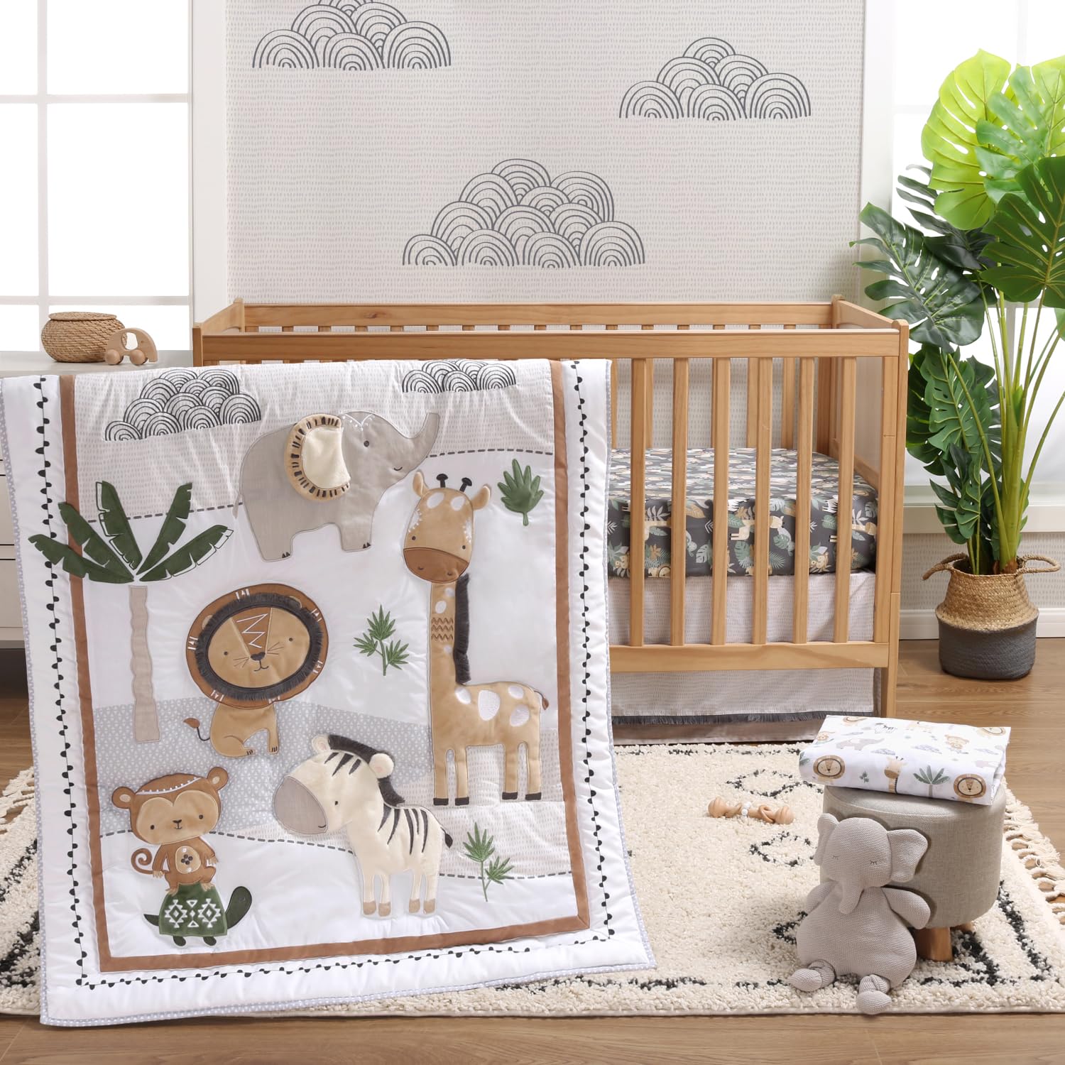 Juego De Ropa De Cama Para Cuna The Peanutshell Safari, 4 Piezas, Algodón Orgánico - Venta Internacional. $4,026