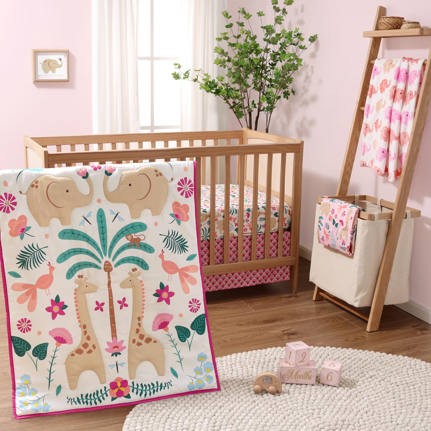 Juego De Ropa De Cama Para Cuna The Peanutshell Bright Safari Para Niñas - Venta Internacional.