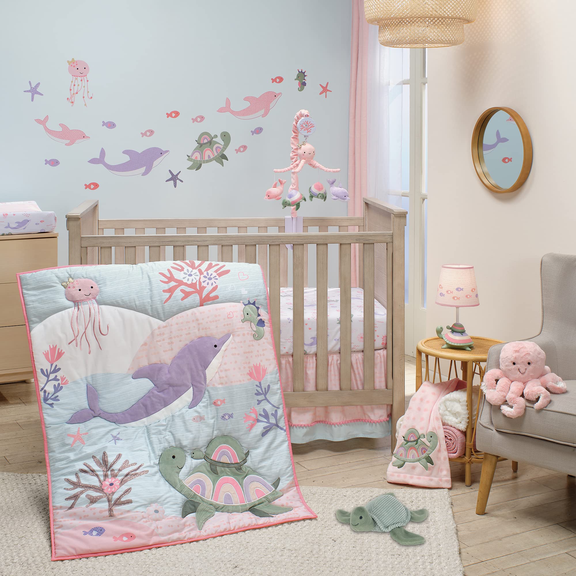 Foto 1 | Juego De Ropa De Cama Para Cuna Lambs & Ivy Sea Dreams, 3 Piezas Con Delfín Y Tortuga - Venta Internacional.