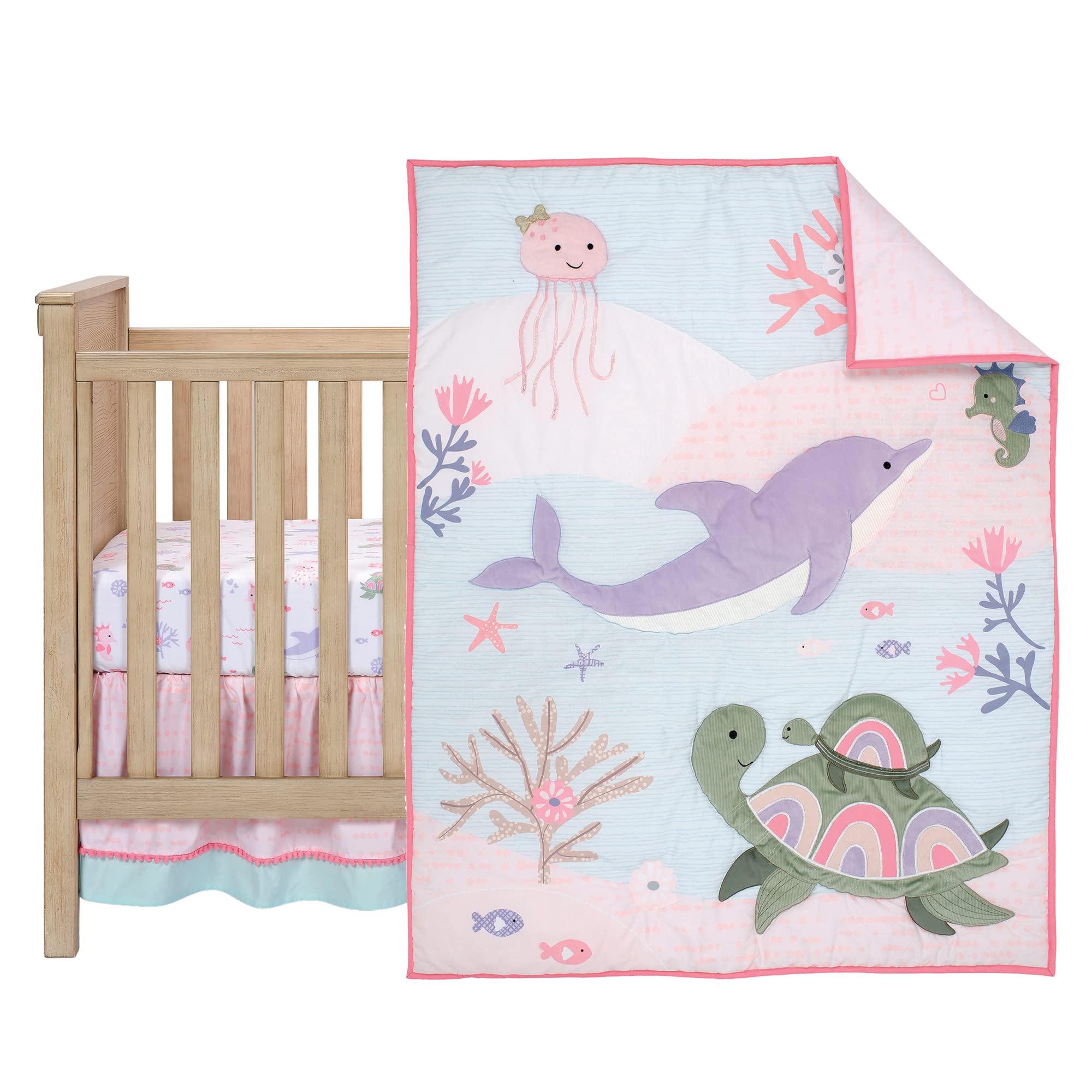 Foto 3 pulgar | Juego De Ropa De Cama Para Cuna Lambs & Ivy Sea Dreams, 3 Piezas Con Delfín Y Tortuga - Venta Internacional.