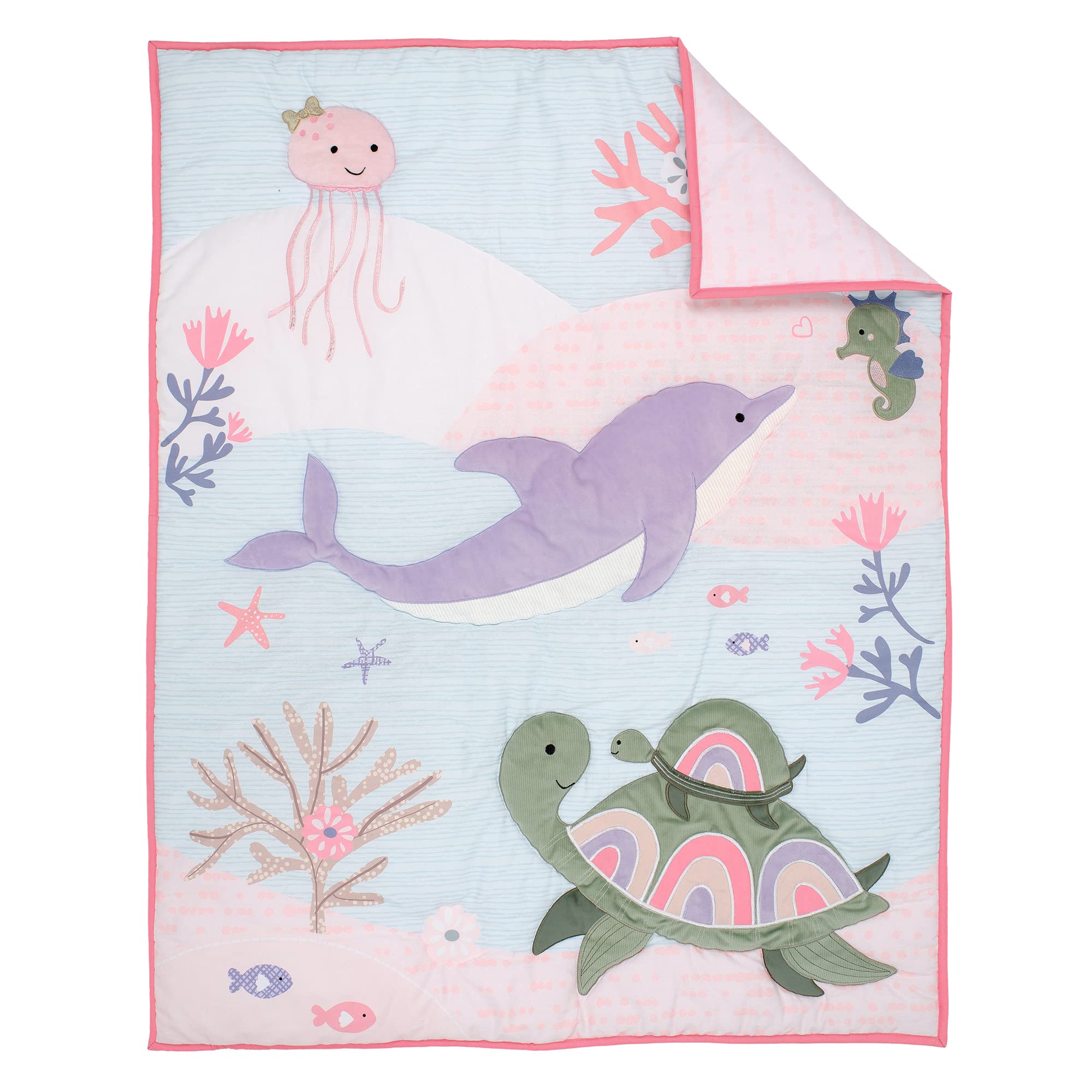 Foto 7 | Juego De Ropa De Cama Para Cuna Lambs & Ivy Sea Dreams, 3 Piezas Con Delfín Y Tortuga - Venta Internacional.