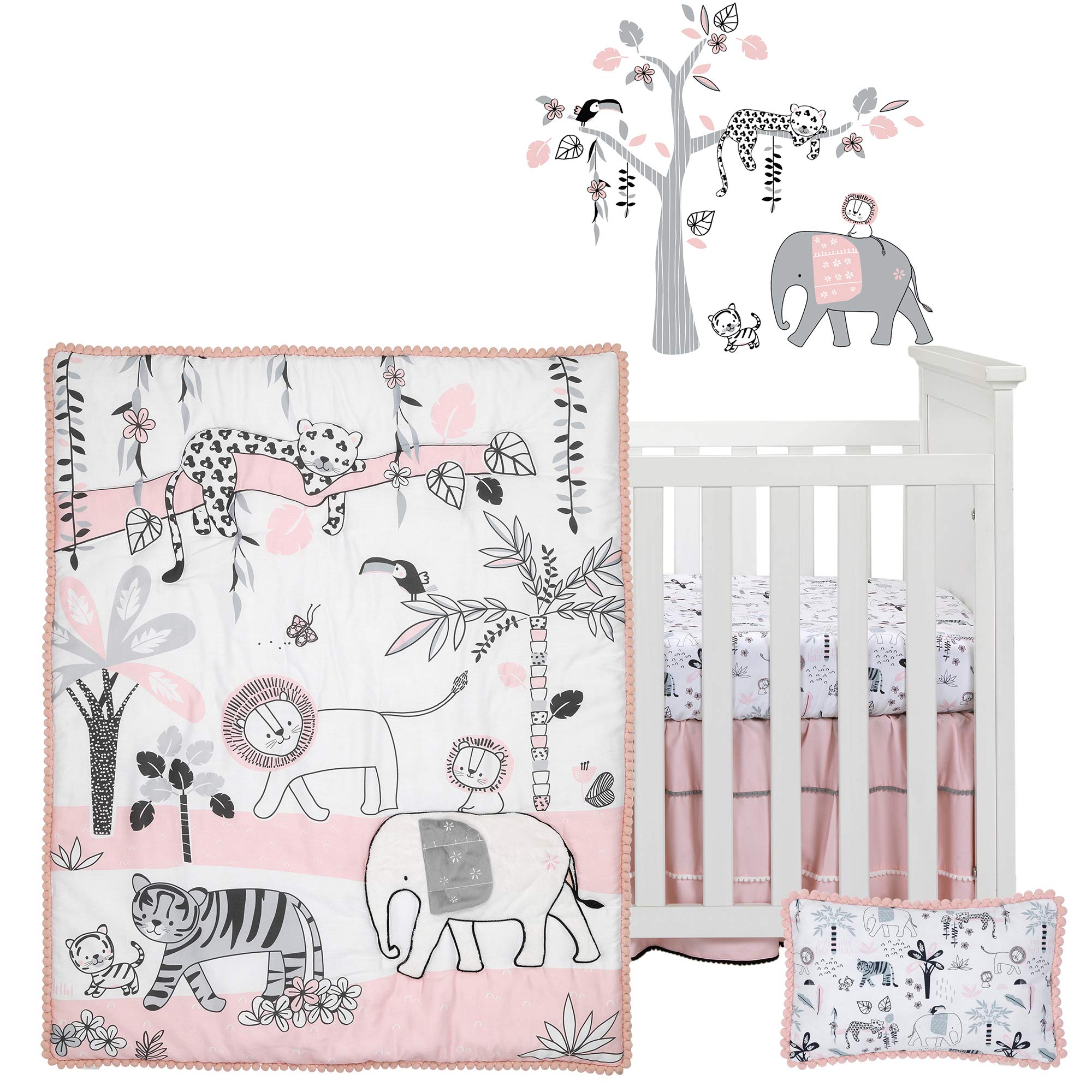 Foto 2 pulgar | Sets para Cuna Lambs & Ivy Happy Jungle Pink White Safari - Venta Internacional