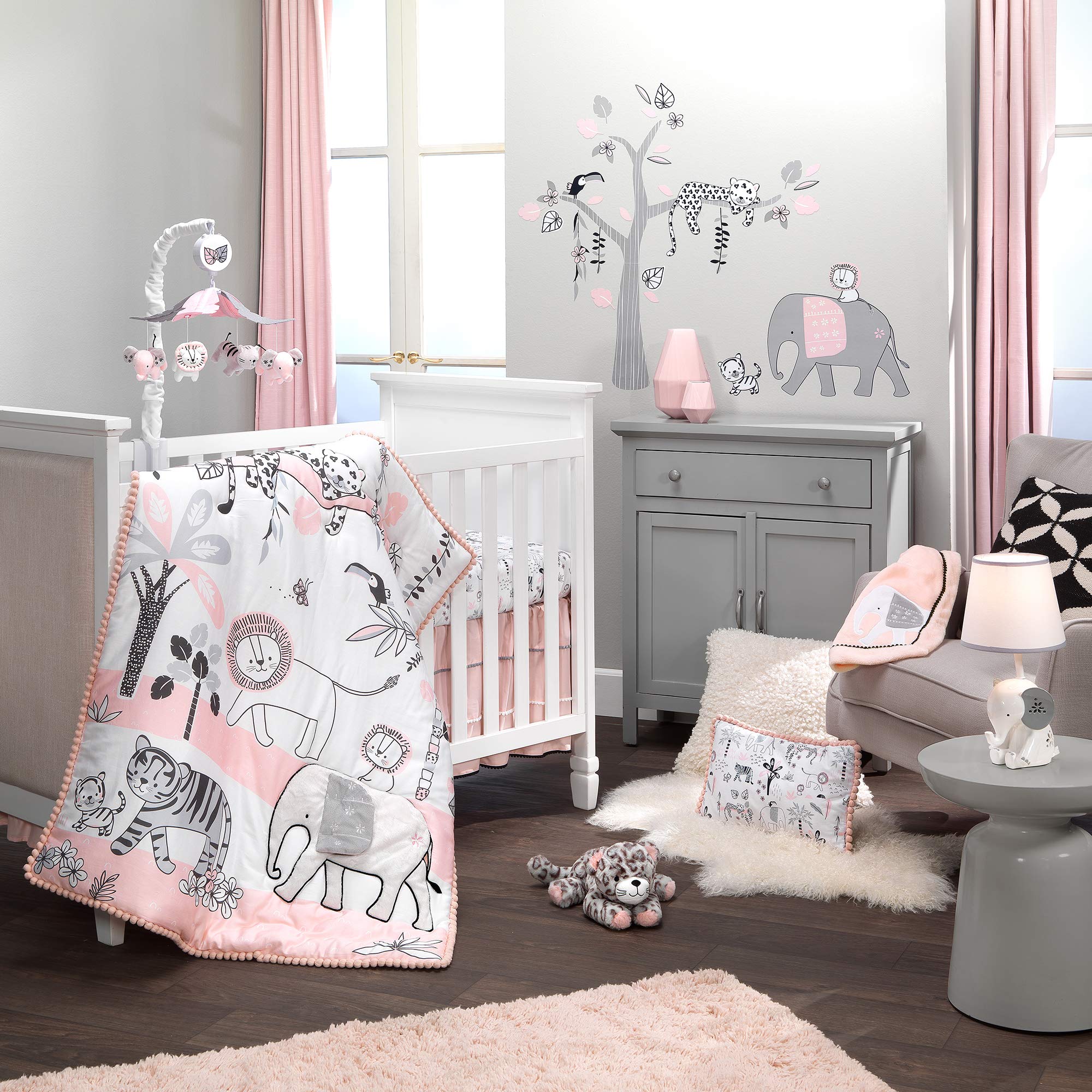 Foto 2 | Sets para Cuna Lambs & Ivy Happy Jungle Pink White Safari - Venta Internacional