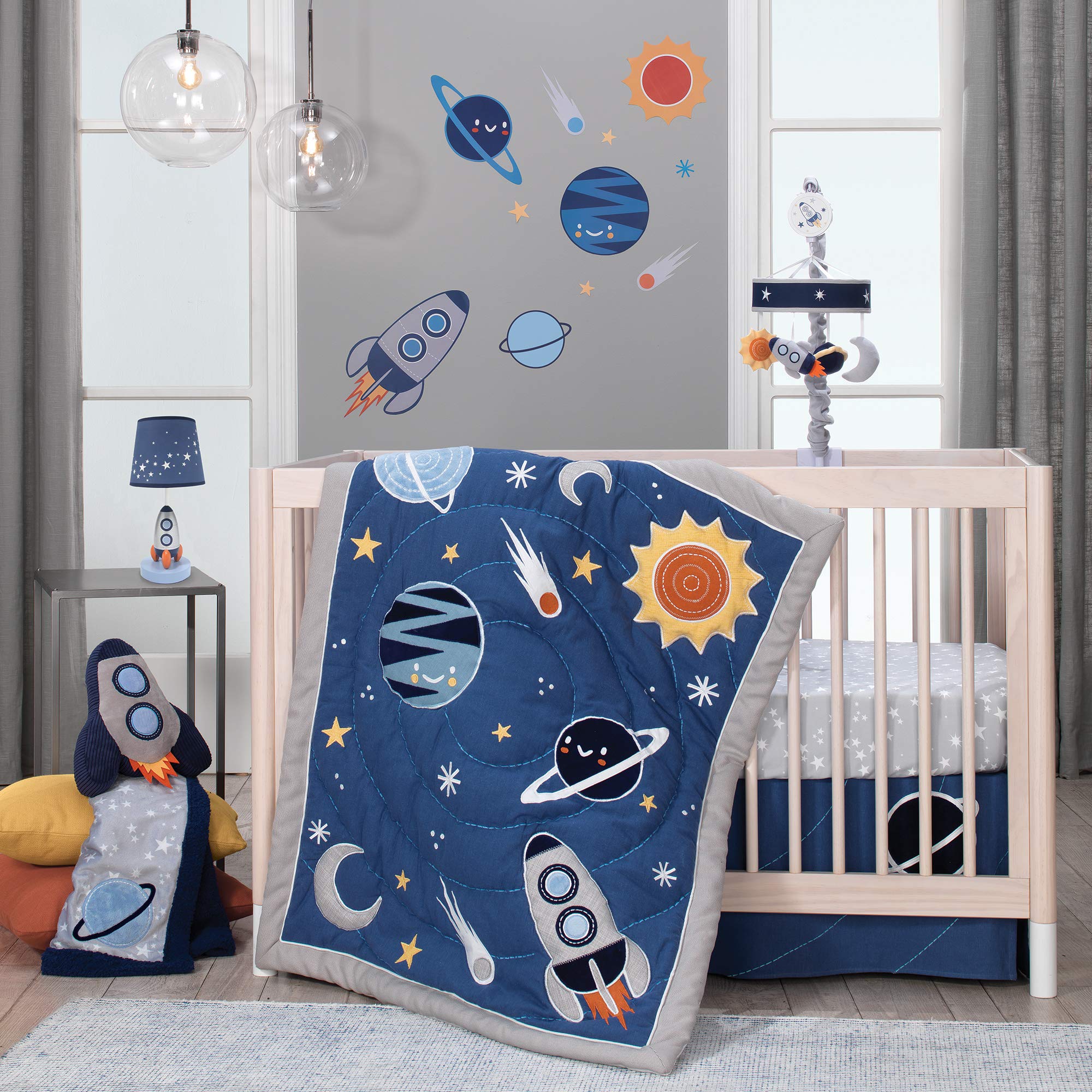 Juego De Ropa De Cama Para Cuna Lambs & Ivy Milky Way Space Galaxy, 4 Piezas - Venta Internacional.