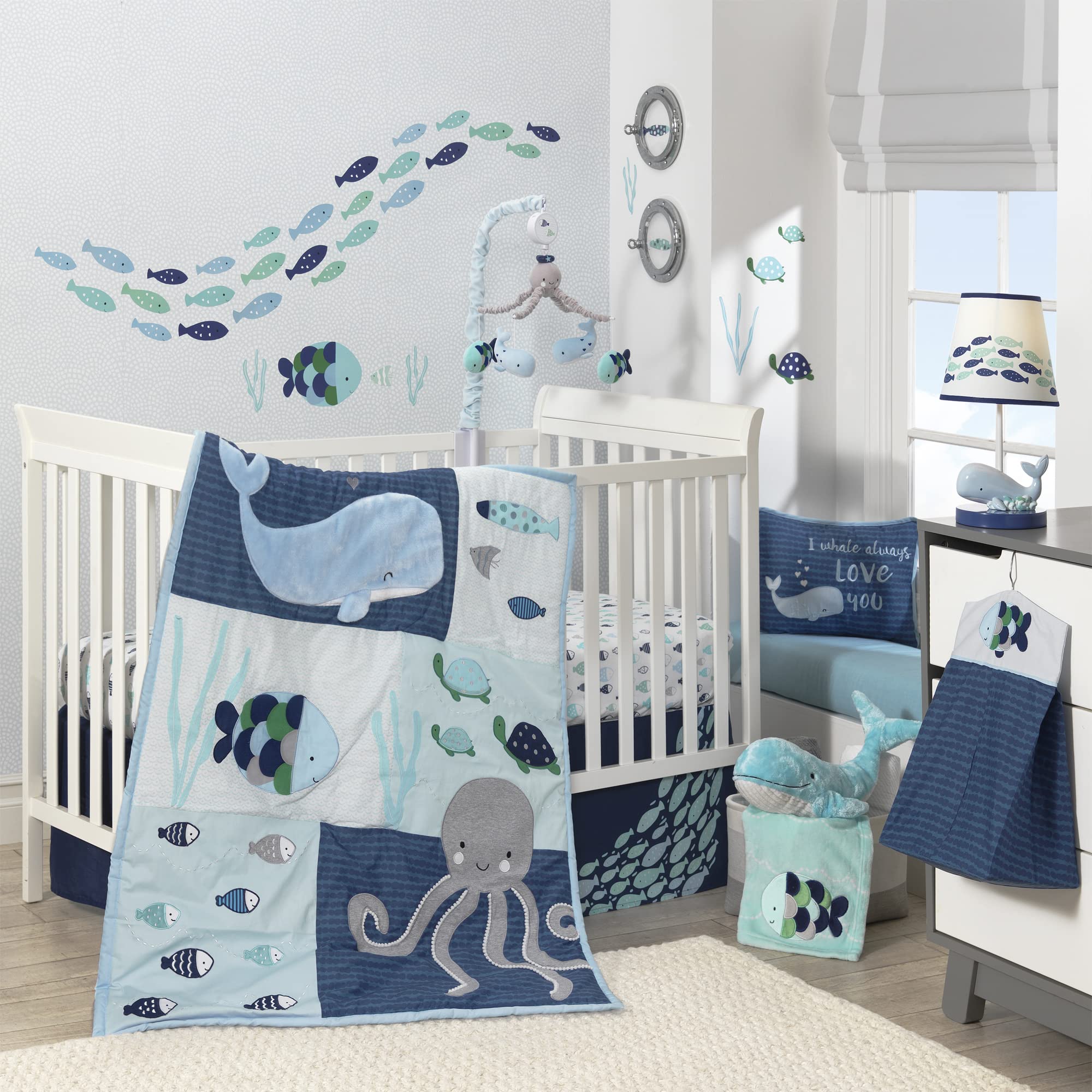 Foto 1 | Juego De Ropa De Cama Para Cuna Lambs & Ivy Oceania, 6 Piezas, Blue Ocean - Venta Internacional.