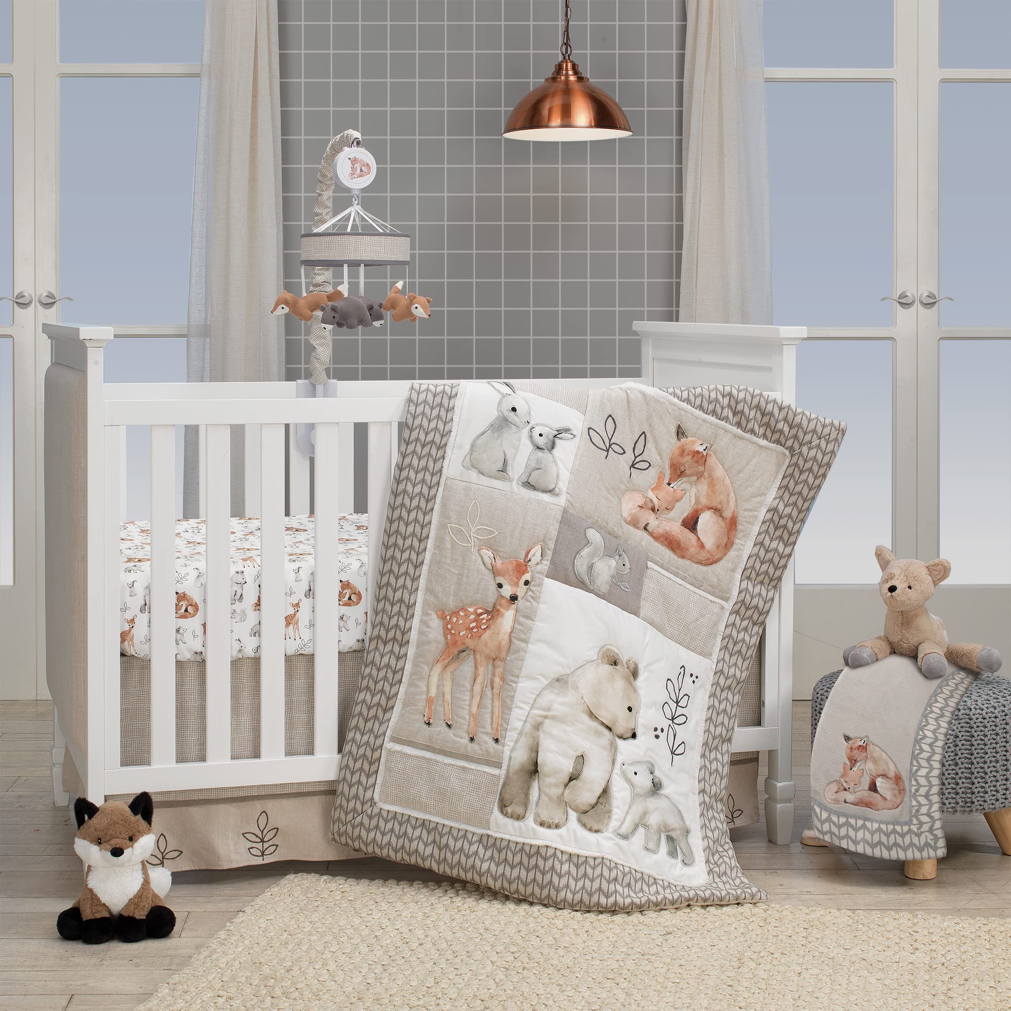 Foto 1 | Juego De Ropa De Cama Para Cuna Lambs & Ivy Painted Forest, 4 Piezas, Gris - Venta Internacional.