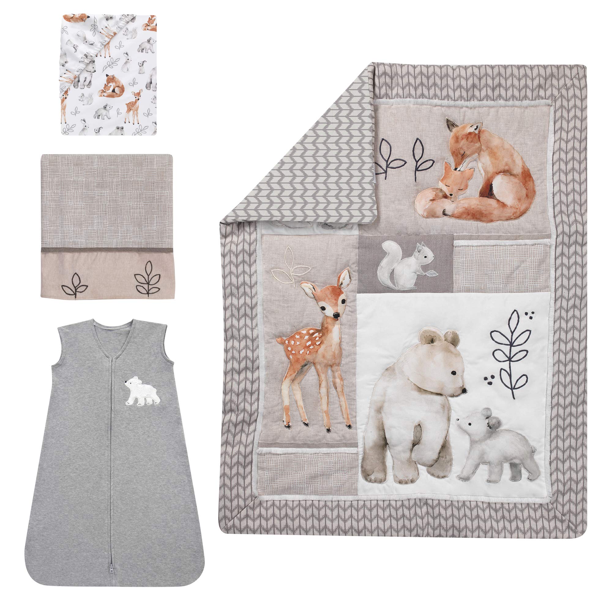 Foto 3 pulgar | Juego De Ropa De Cama Para Cuna Lambs & Ivy Painted Forest, 4 Piezas, Gris - Venta Internacional.