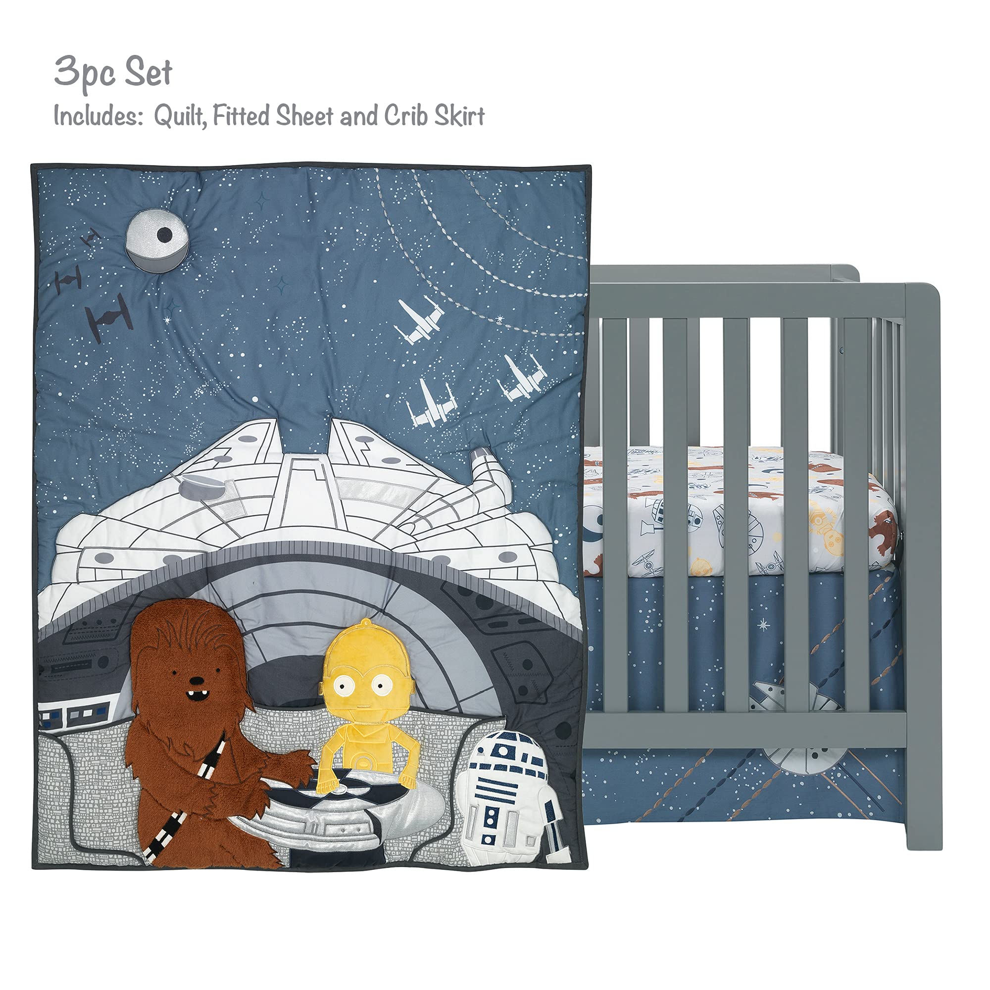 Foto 3 pulgar | Juego De Ropa De Cama Para Cuna Lambs & Ivy Star Wars Millennium Falcon - Venta Internacional.