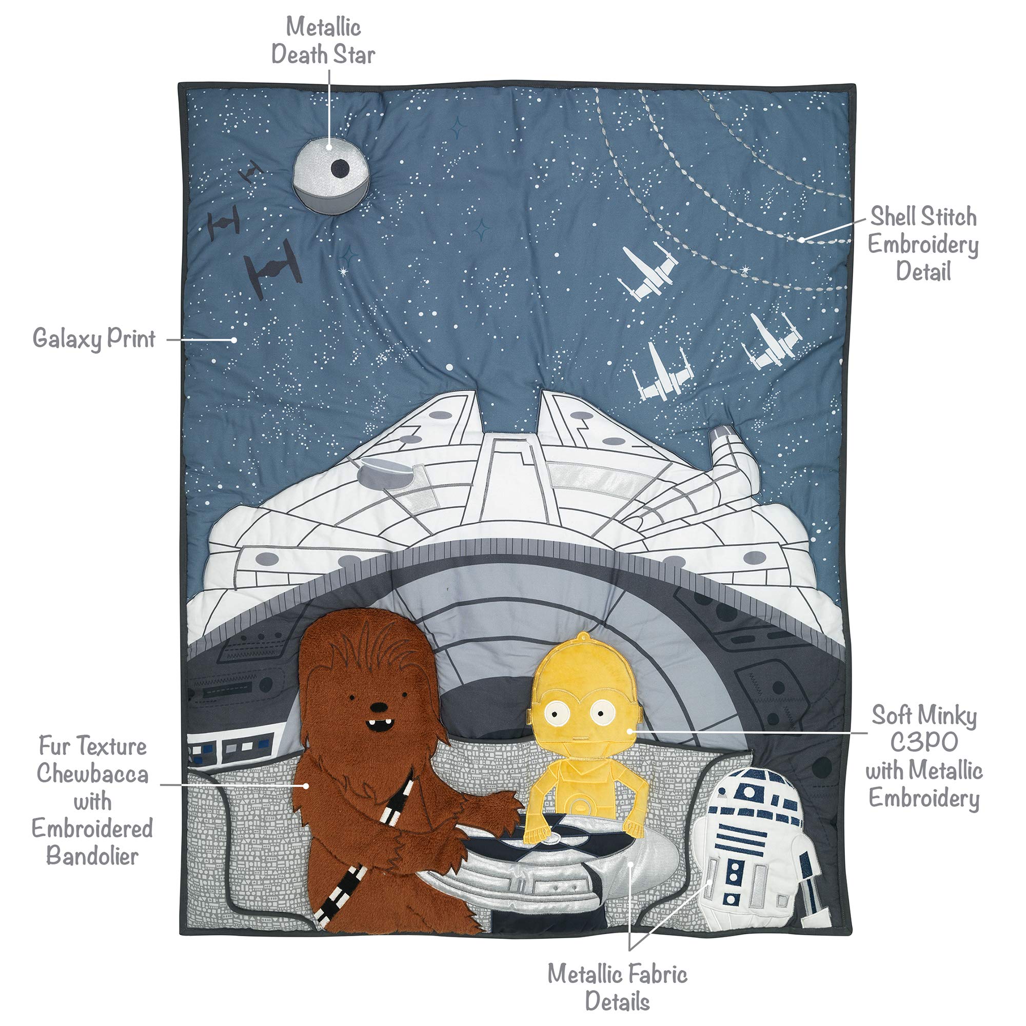 Foto 7 pulgar | Juego De Ropa De Cama Para Cuna Lambs & Ivy Star Wars Millennium Falcon - Venta Internacional.