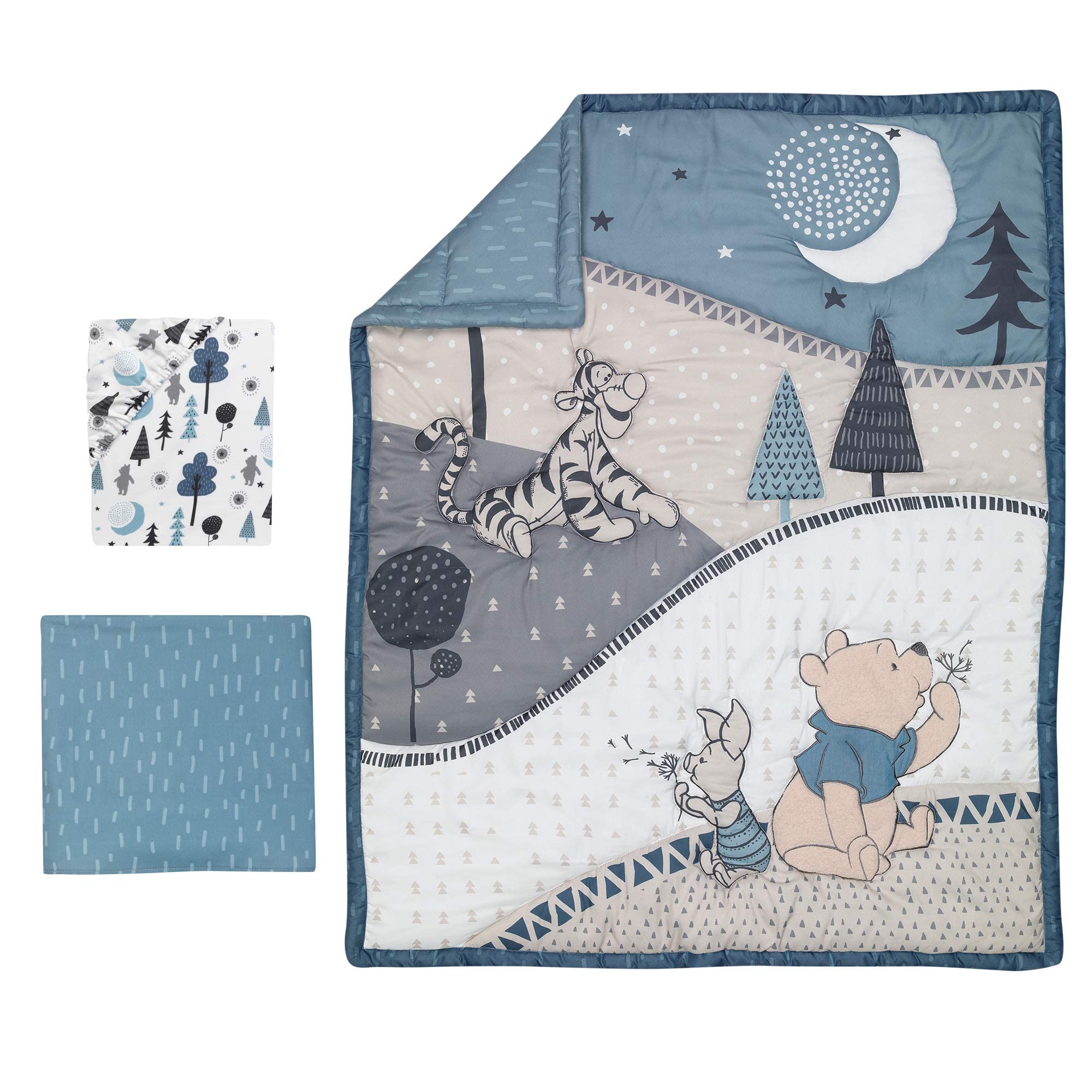 Juego De Ropa De Cama Para Cuna Lambs & Ivy Forever Pooh, 3 Piezas, Azul - Venta Internacional.