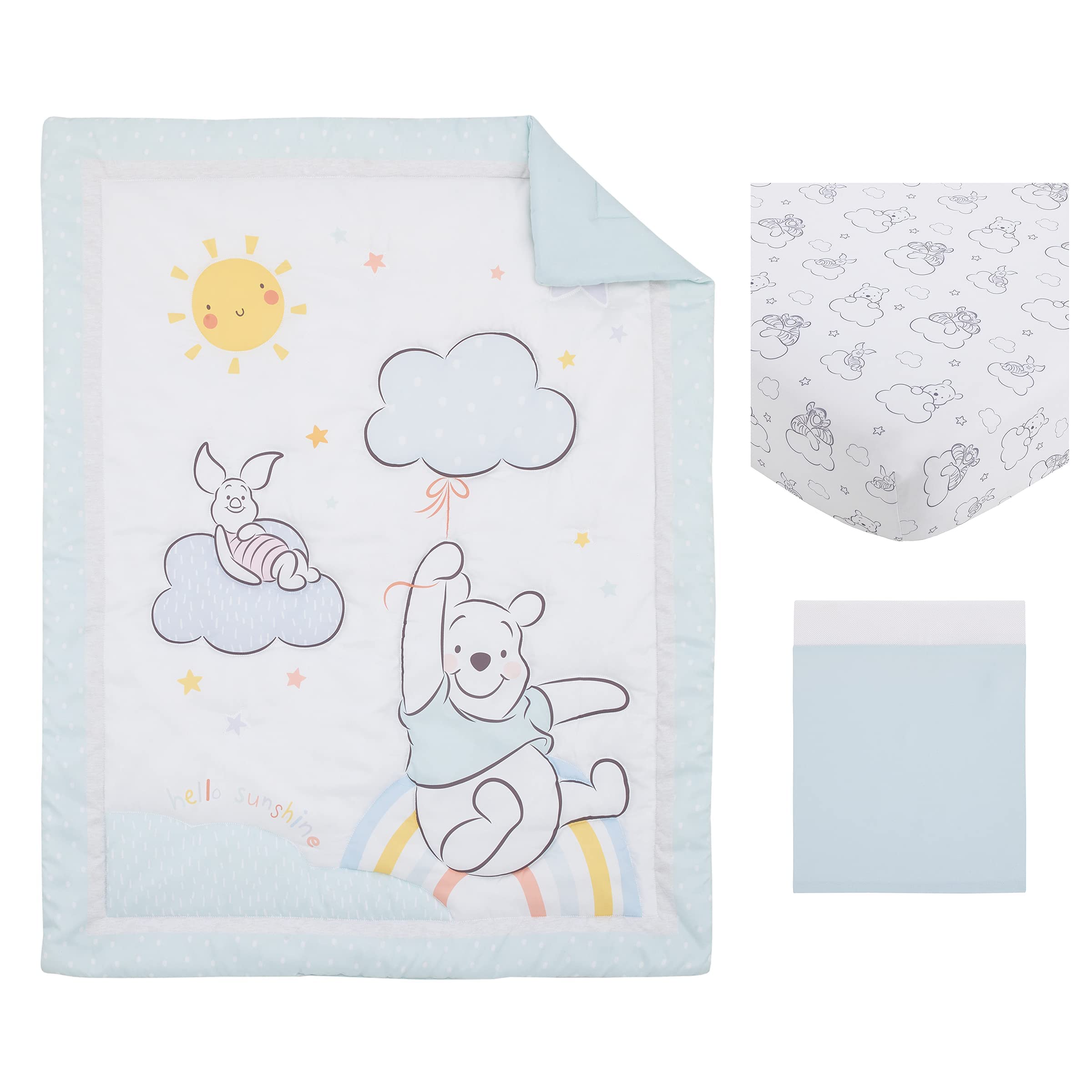 Juego De Ropa De Cama Infantil Para Cuna Disney Winnie The Pooh, 3 Piezas - Venta Internacional.