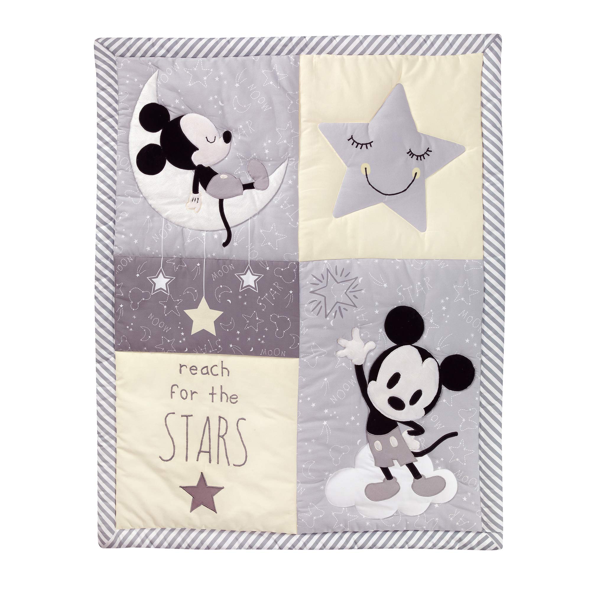 Foto 5 pulgar | Juego De Ropa De Cama Para Cuna Lambs & Ivy Mickey Mouse, 4 Piezas, Gris - Venta Internacional.