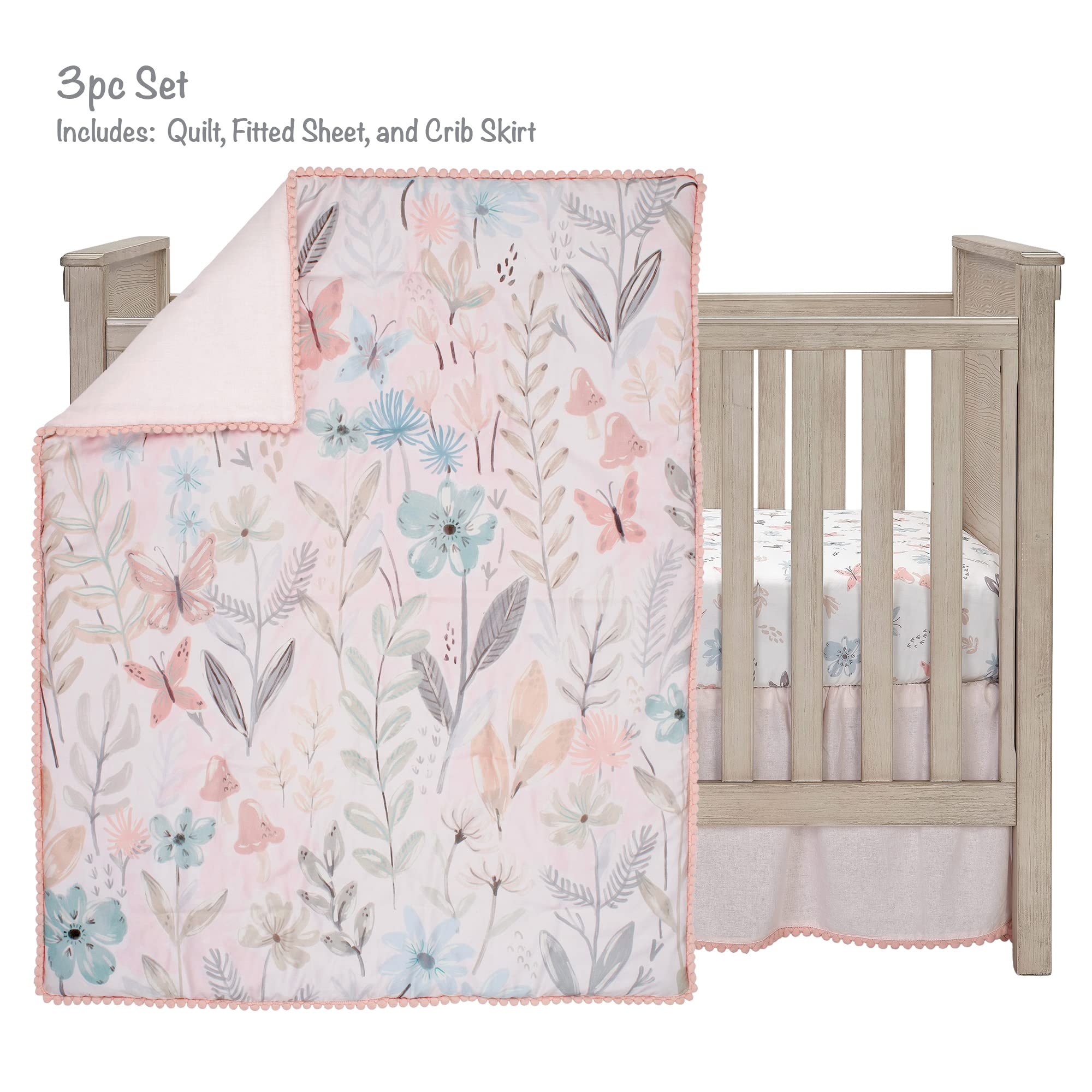 Foto 2 pulgar | Set para Cuna Lambs & Ivy Baby Blooms 3 Piezas Estampado Floral Rosa - Venta Internacional