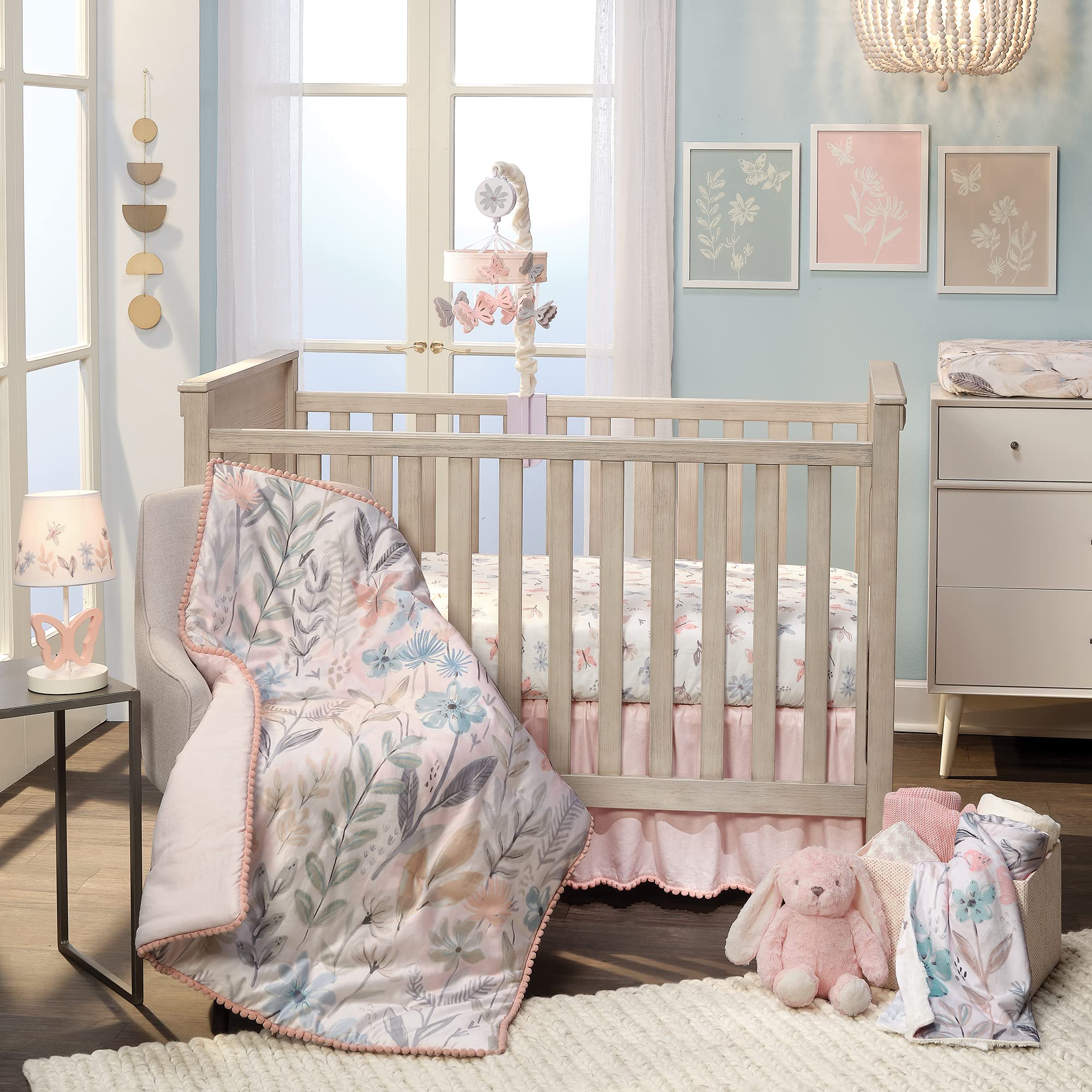 Foto 3 pulgar | Set para Cuna Lambs & Ivy Baby Blooms 3 Piezas Estampado Floral Rosa - Venta Internacional
