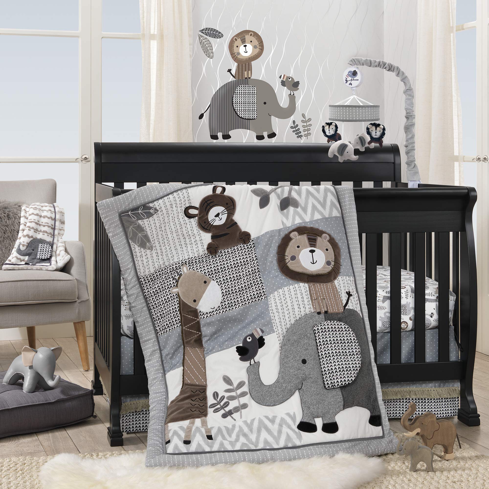 Foto 1 | Juego De Ropa De Cama Para Cuna Lambs & Ivy Urban Jungle, 4 Piezas, Gris - Venta Internacional.