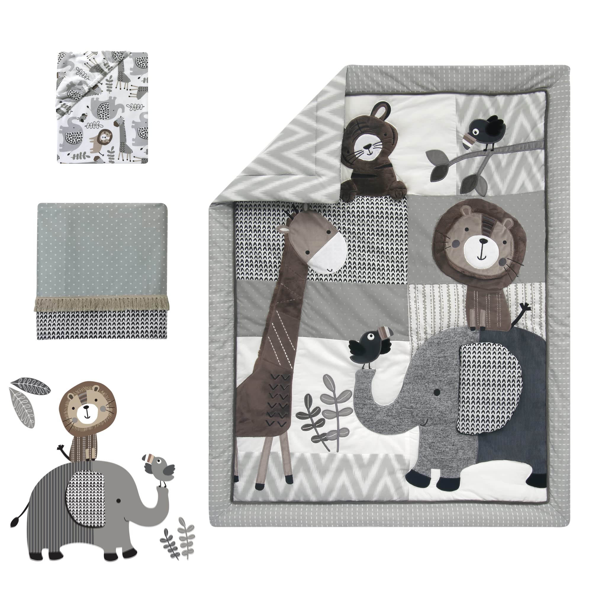 Foto 3 pulgar | Juego De Ropa De Cama Para Cuna Lambs & Ivy Urban Jungle, 4 Piezas, Gris - Venta Internacional.
