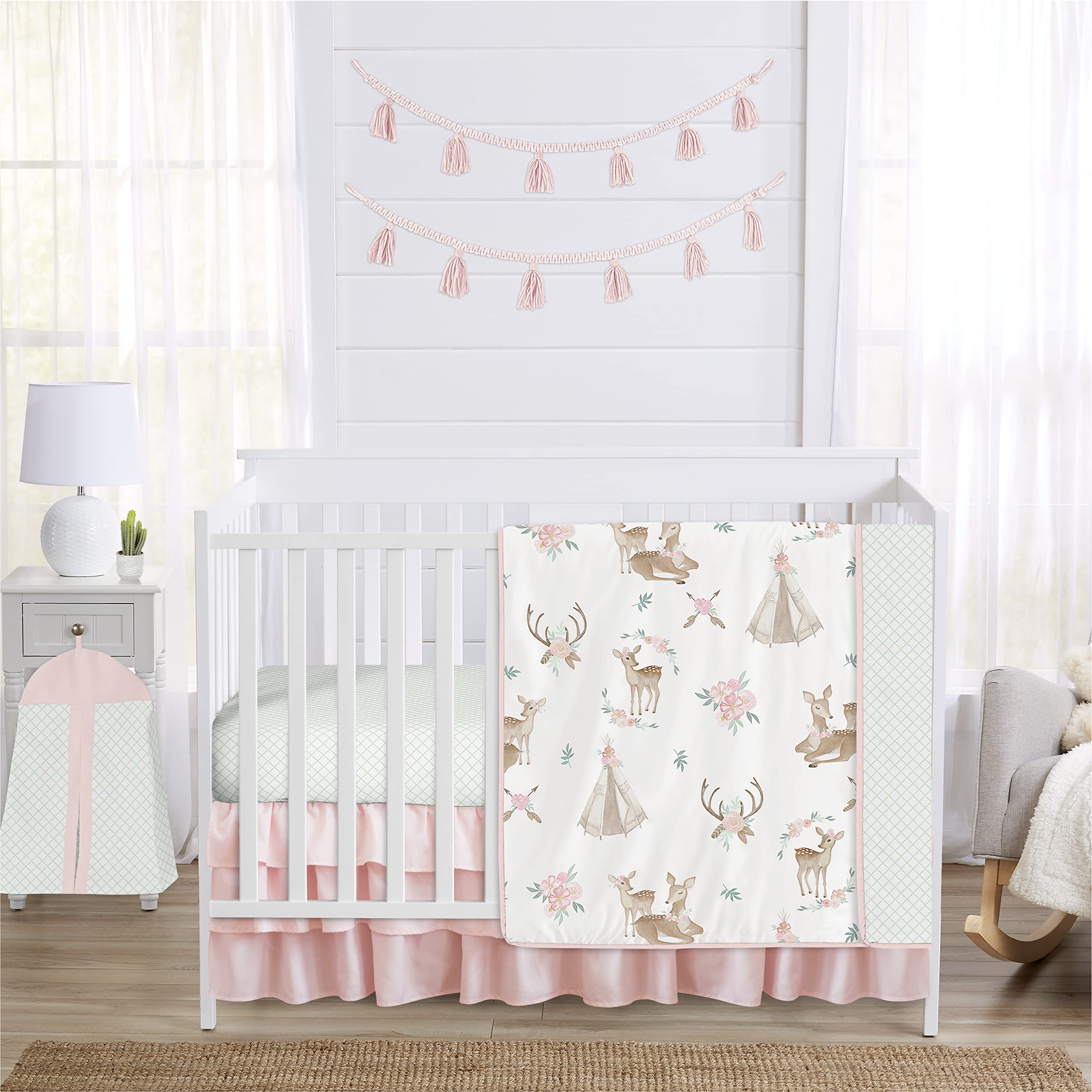 Juego De Ropa De Cama Para Cuna Sweet Jojo Designs Blush Pink Woodland, 4 Piezas - Venta Internacional.