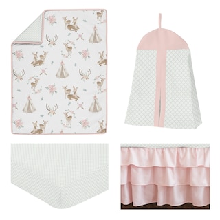 Foto 2 | Juego De Ropa De Cama Para Cuna Sweet Jojo Designs Blush Pink Woodland, 4 Piezas - Venta Internacional.