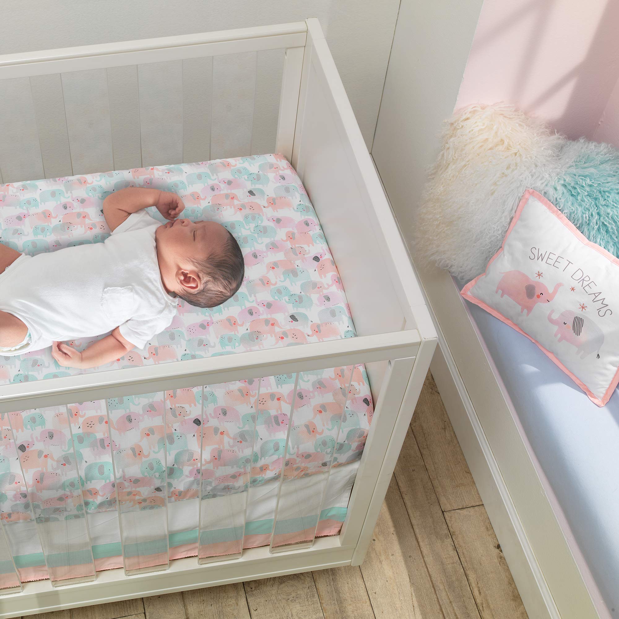 Foto 7 | Sets para Cuna Lambs & Ivy Acuarela Rosa Pastel y Menta - Venta Internacional