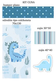 Foto 4 | Juego Dinosaurio Azul 70 * 130 Cm.