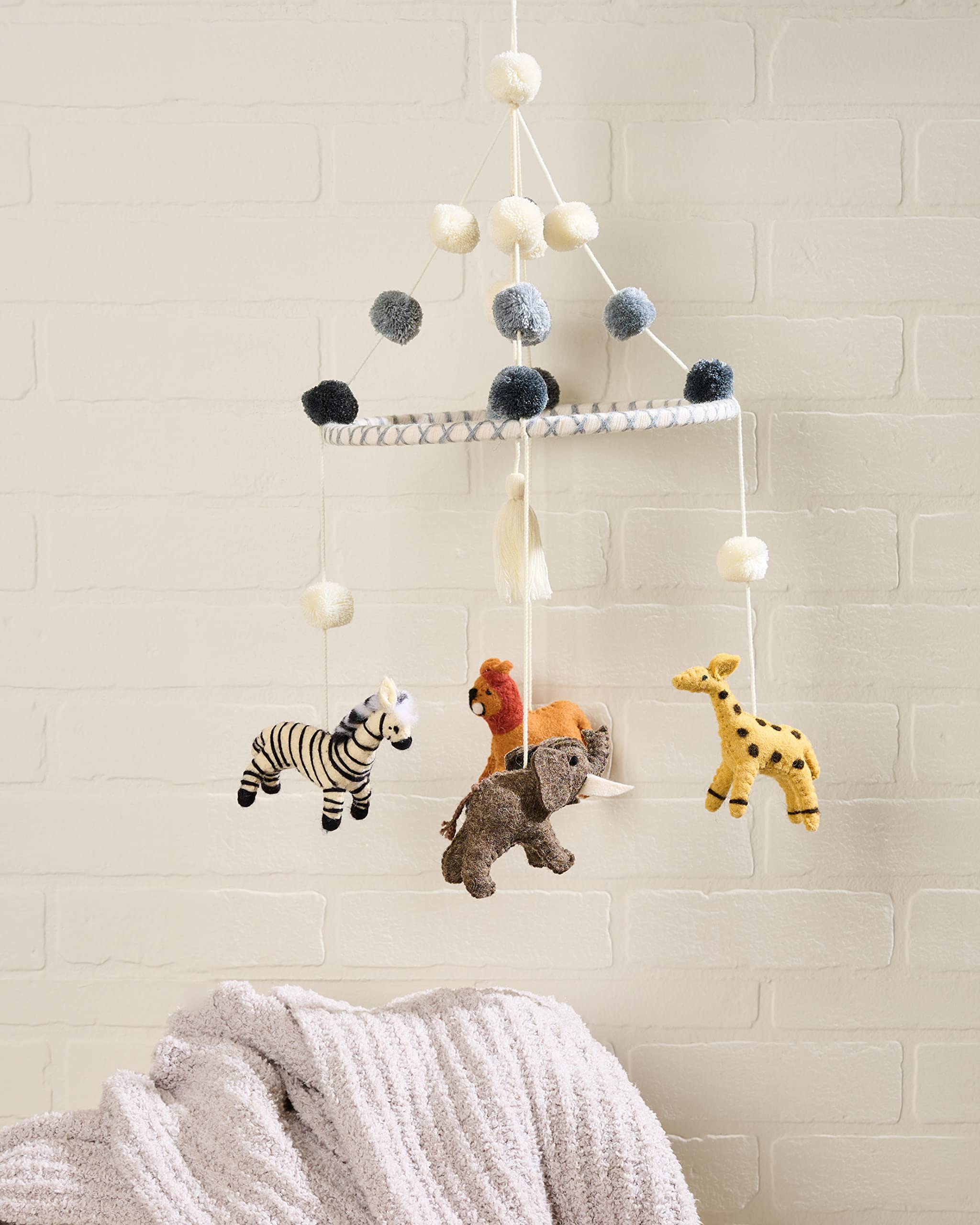 Foto 2 | Cuna Mobile Mud Pie Nursery Safari Animals De Lana Multicolor - Venta Internacional.