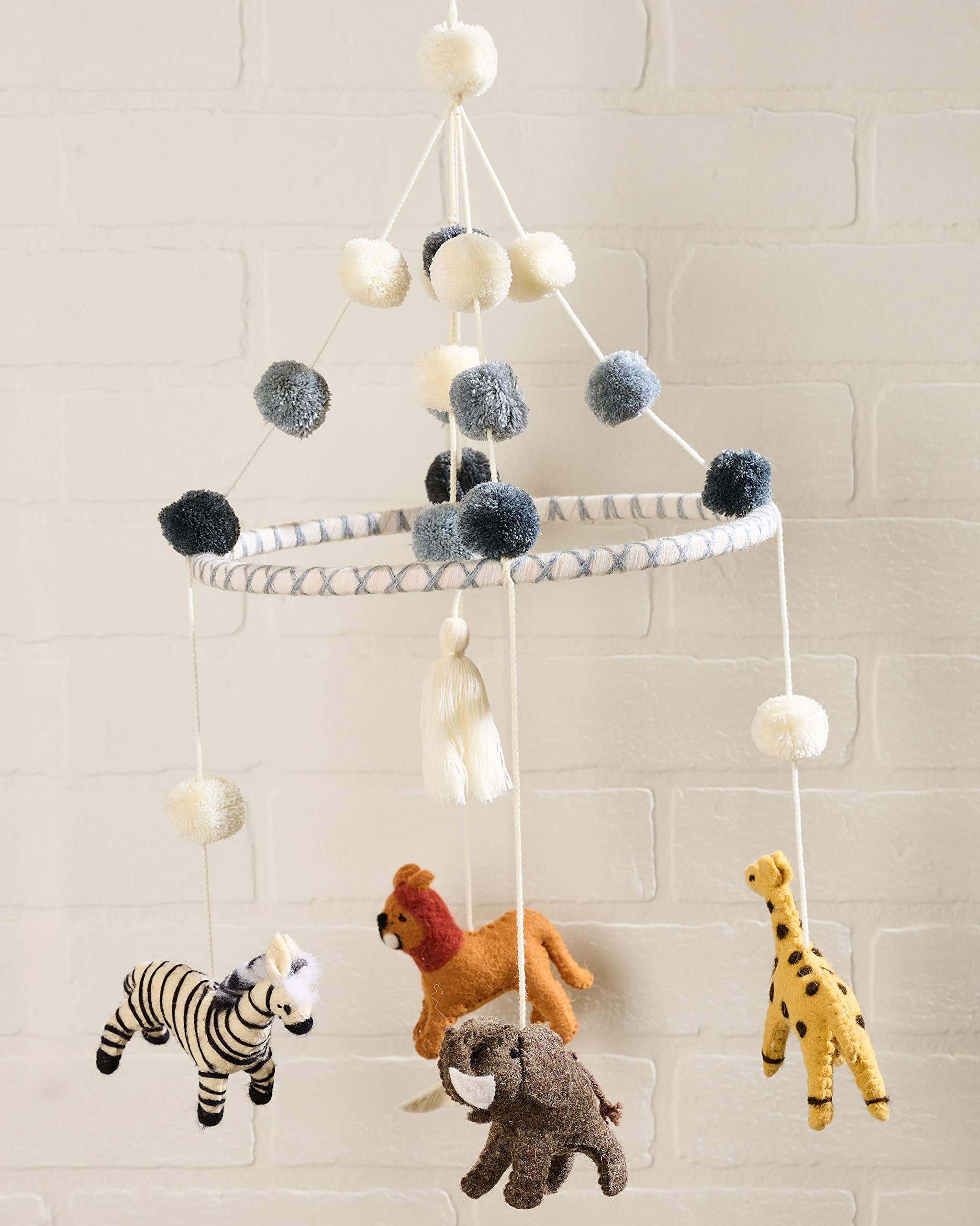Foto 3 | Cuna Mobile Mud Pie Nursery Safari Animals De Lana Multicolor - Venta Internacional.