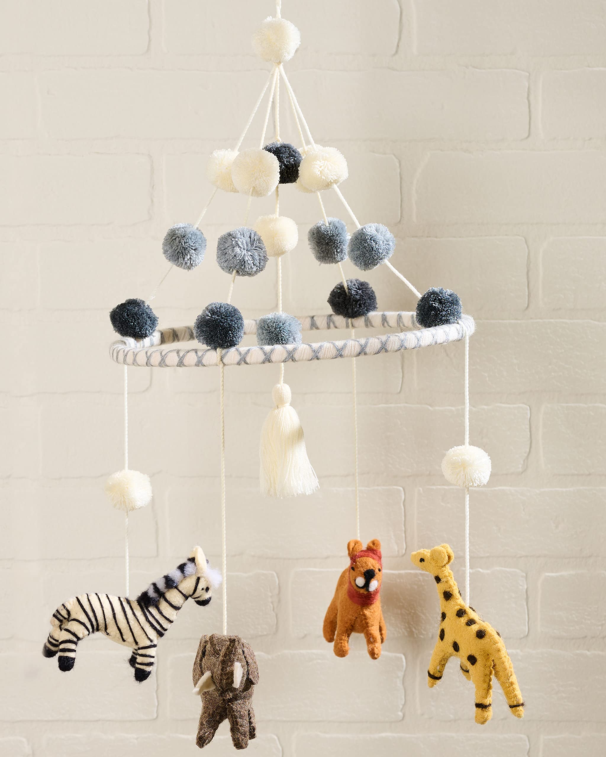 Foto 4 | Cuna Mobile Mud Pie Nursery Safari Animals De Lana Multicolor - Venta Internacional.