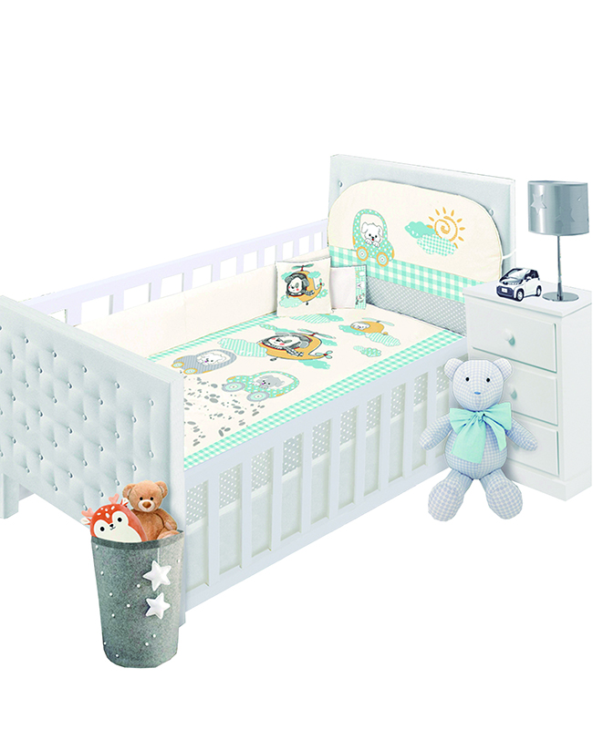 Edredón Baby Baby Divertido Azul para Cama Cuna 6 Piezas