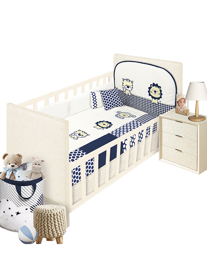 Edredón Baby Baby Felinos Azul para Cama Cuna Corral 6 Piezas