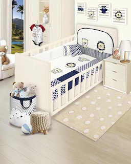 Foto 2 | Edredón Baby Baby Felinos Azul para Cama Cuna Corral 6 Piezas