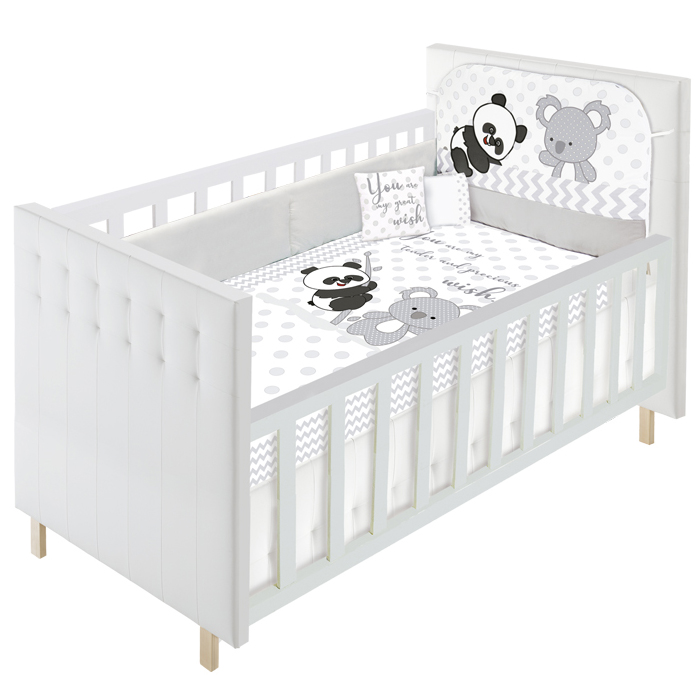 Set De Edredón Baby Baby  Mod. Panditas Para Cama Cuna Corral 6 Pzas