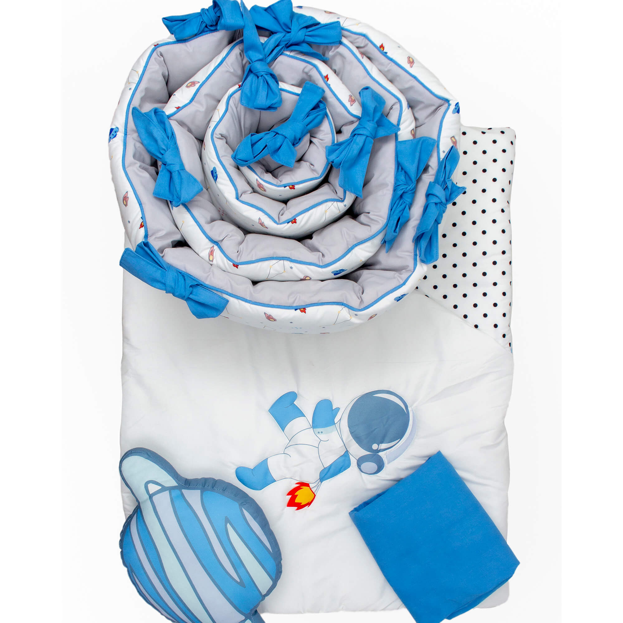 Juego De Cuna Cary Astronauta 70x130 Cm Azul Plumbago/gris