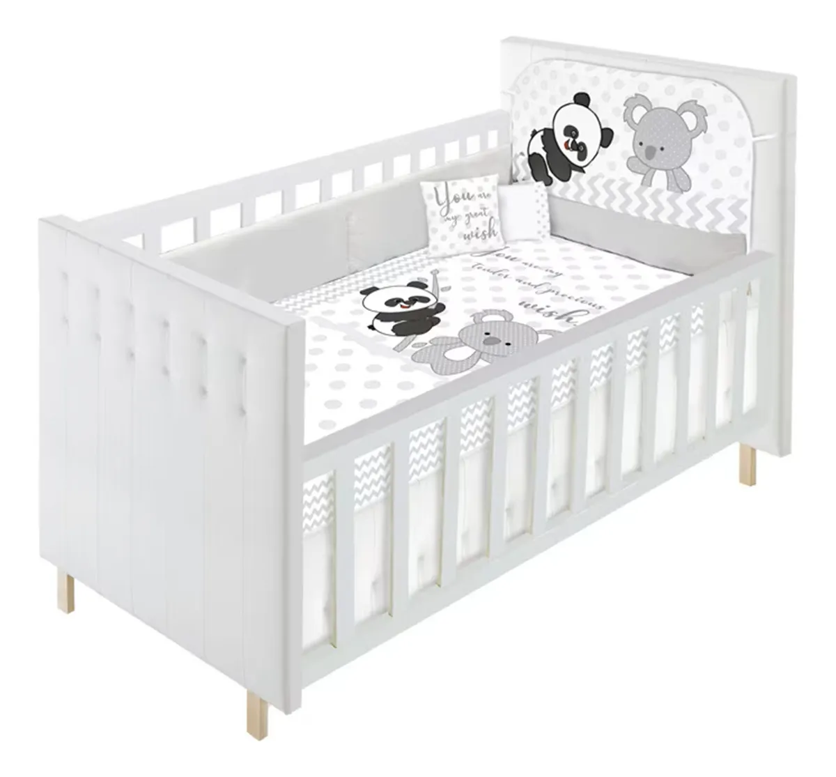 Set Edredon Cuna Cama Corral Baby Baby Unisex Panditas