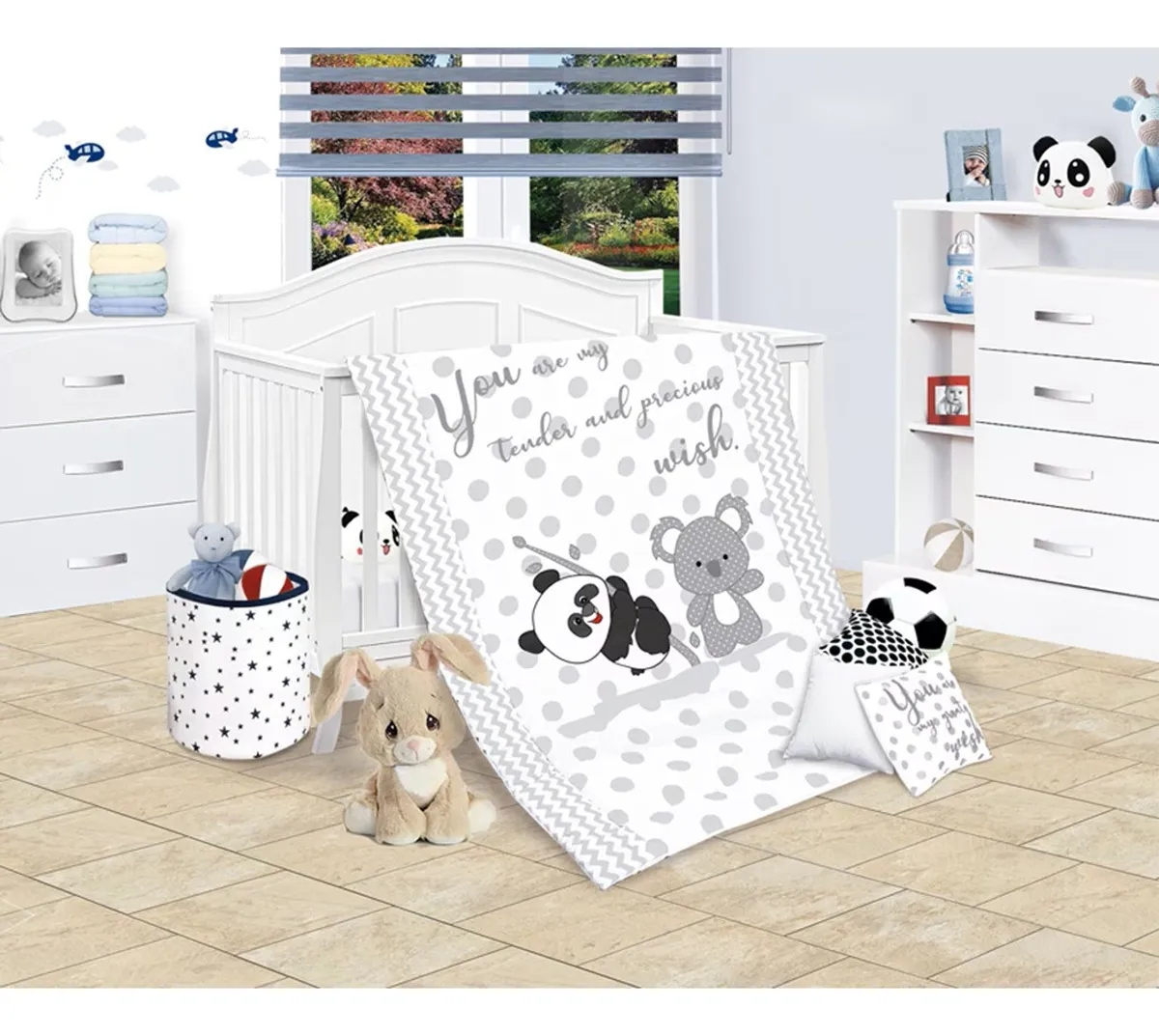 Foto 3 pulgar | Set Edredon Cuna Cama Corral Baby Baby Unisex Panditas