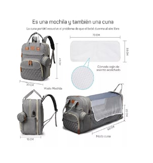 Foto 3 | Pañalera Multifuncional Belug color Gris