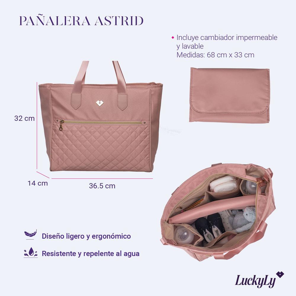 Foto 7 | Pañalera Tipo Tote LuckyLy Astrid Rosa con Cambiador