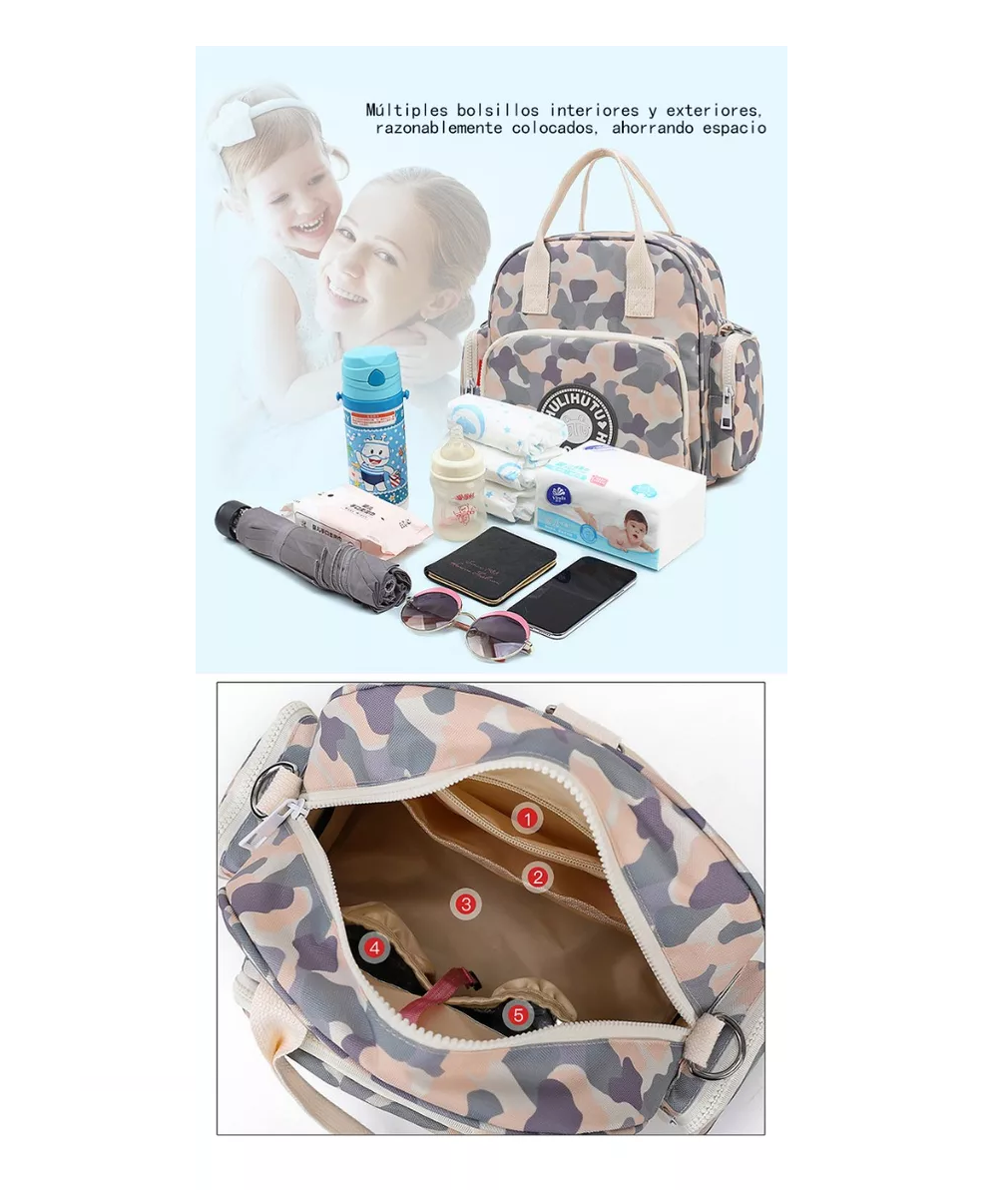 Foto 5 pulgar | Mochila De Bebé Mamá Y Mamá Clasificación Bolsa De Pañales Camuflje