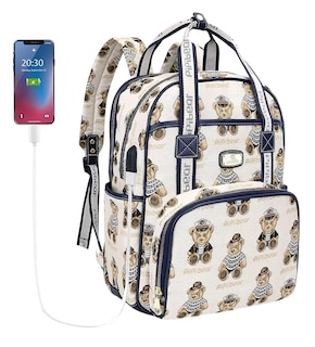 Foto 1 | Mochila Pañalera Impermeable Multifunción Bebe De Viaje Blanco Osos
