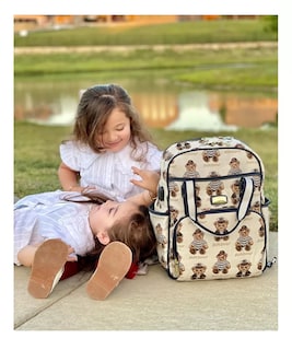 Foto 3 | Mochila Pañalera Impermeable Multifunción Bebe De Viaje Blanco Osos