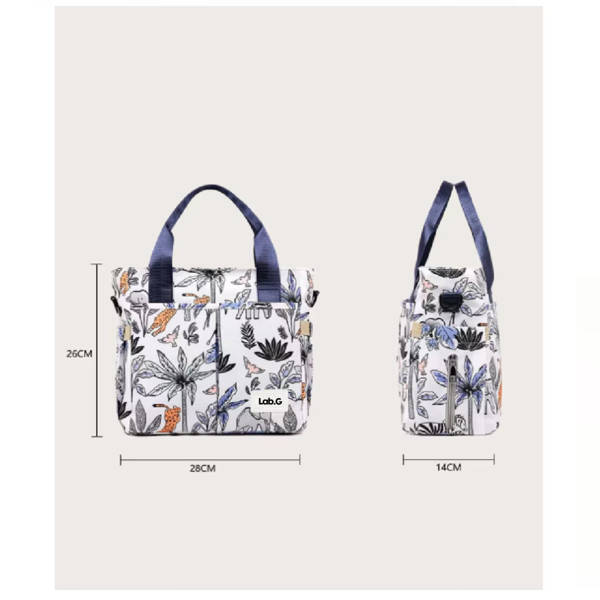 Foto 4 | Mochila Pañalera Impermeable de Viaje Azul Hojas Blanco para Bebé