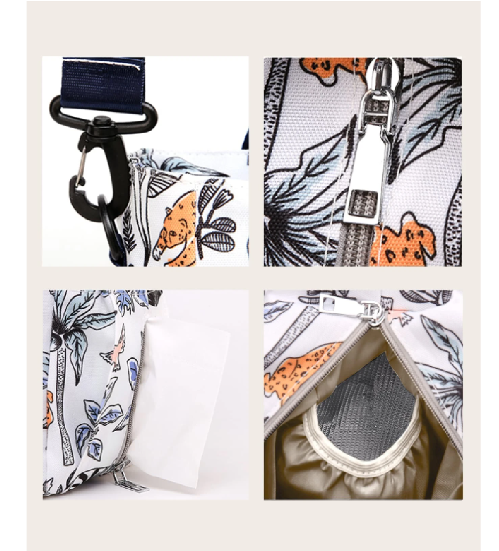 Foto 5 | Mochila Pañalera Impermeable de Viaje Azul Hojas Blanco para Bebé