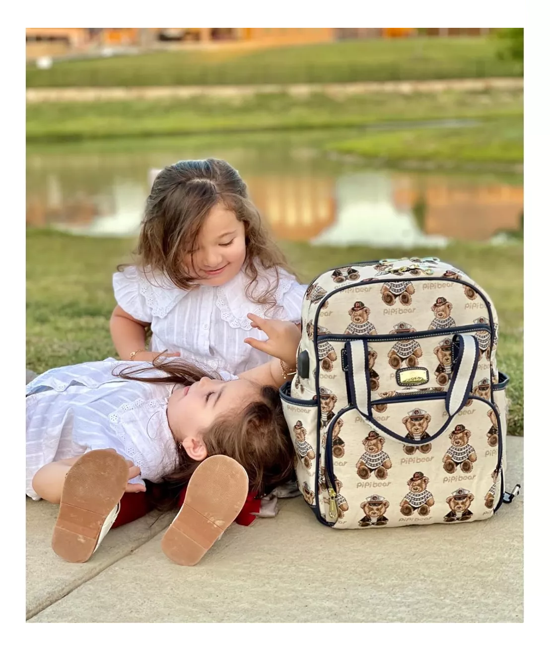 Foto 3 | Mochila Pañalera Impermeable Lab.g Multifunción Bebe De Viaje Blanco Osos