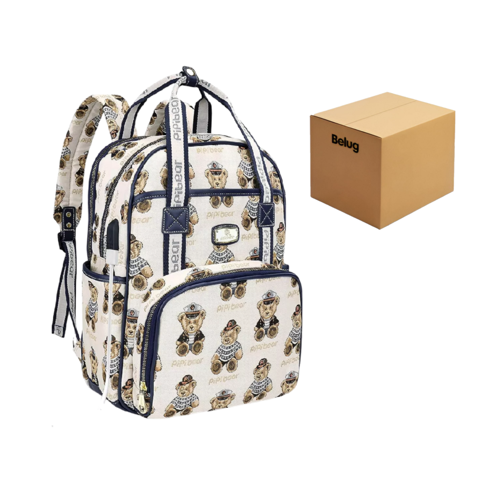 Foto 1 | Mochila Pañalera Impermeable Belug Multifunción Bebe De Viaje Blanco Osos