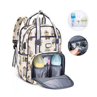 Foto 2 | Mochila Pañalera Impermeable Belug Multifunción Bebe De Viaje Blanco Osos