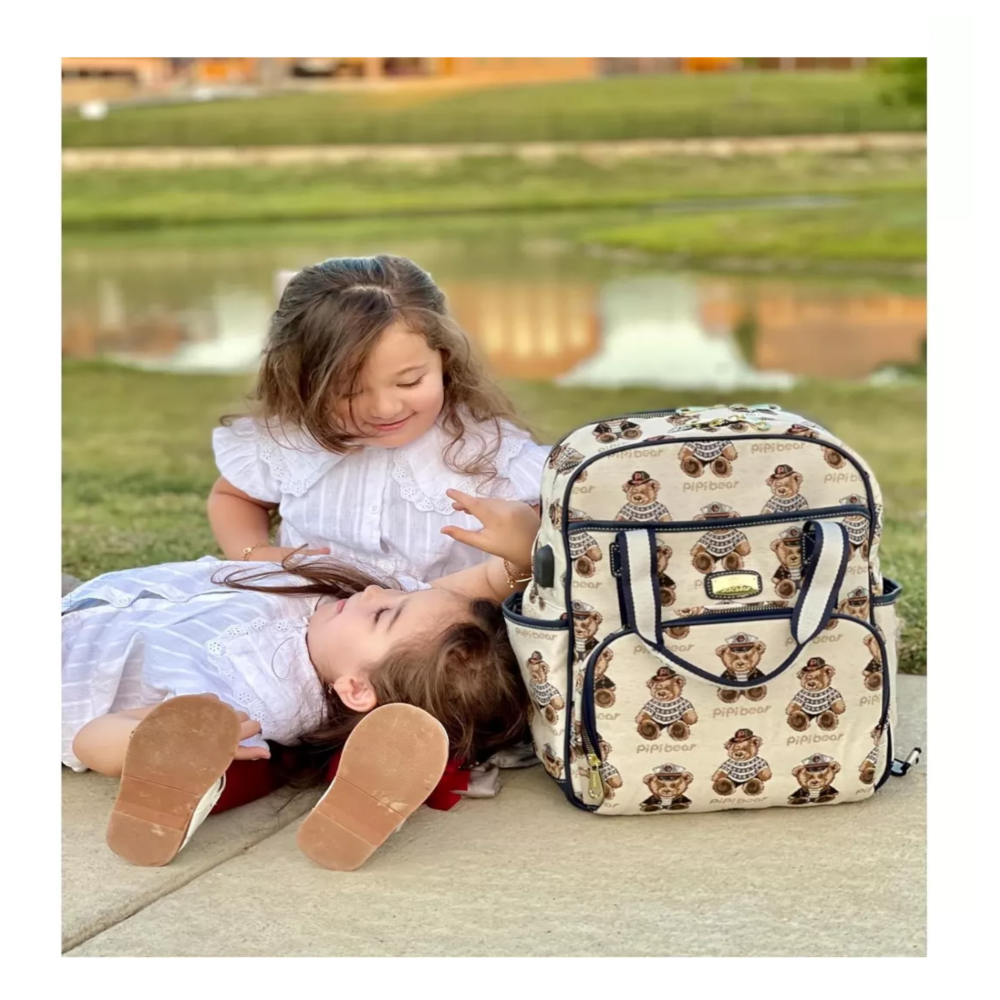 Foto 3 | Mochila Pañalera Impermeable Belug Multifunción Bebe De Viaje Blanco Osos