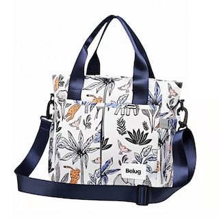 Foto 1 | Mochila Bolsa Pañalera Modernas Impermeable De Bebe Viaje Belug Azul Hojas Blanco