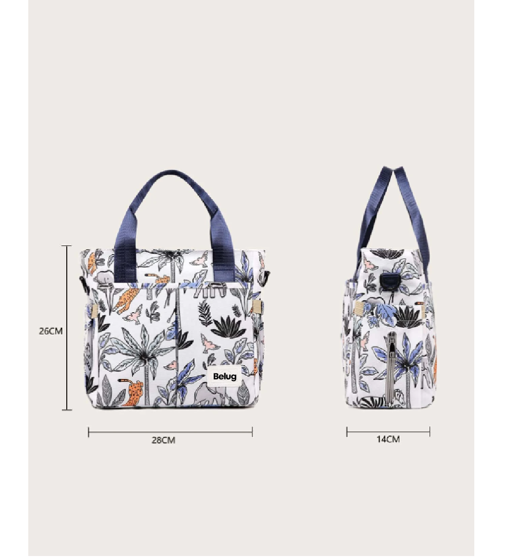 Foto 6 pulgar | Mochila Bolsa Pañalera Modernas Impermeable De Bebe Viaje Belug Azul Hojas Blanco